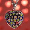Floral Murano Glass Pendant and Sterling Silver Necklace